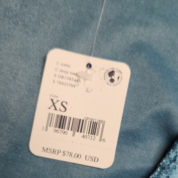 Free People Crushed Velvet Bodysuit Deep Teal XS NWT MSRP $78 - Picture 3 of 9